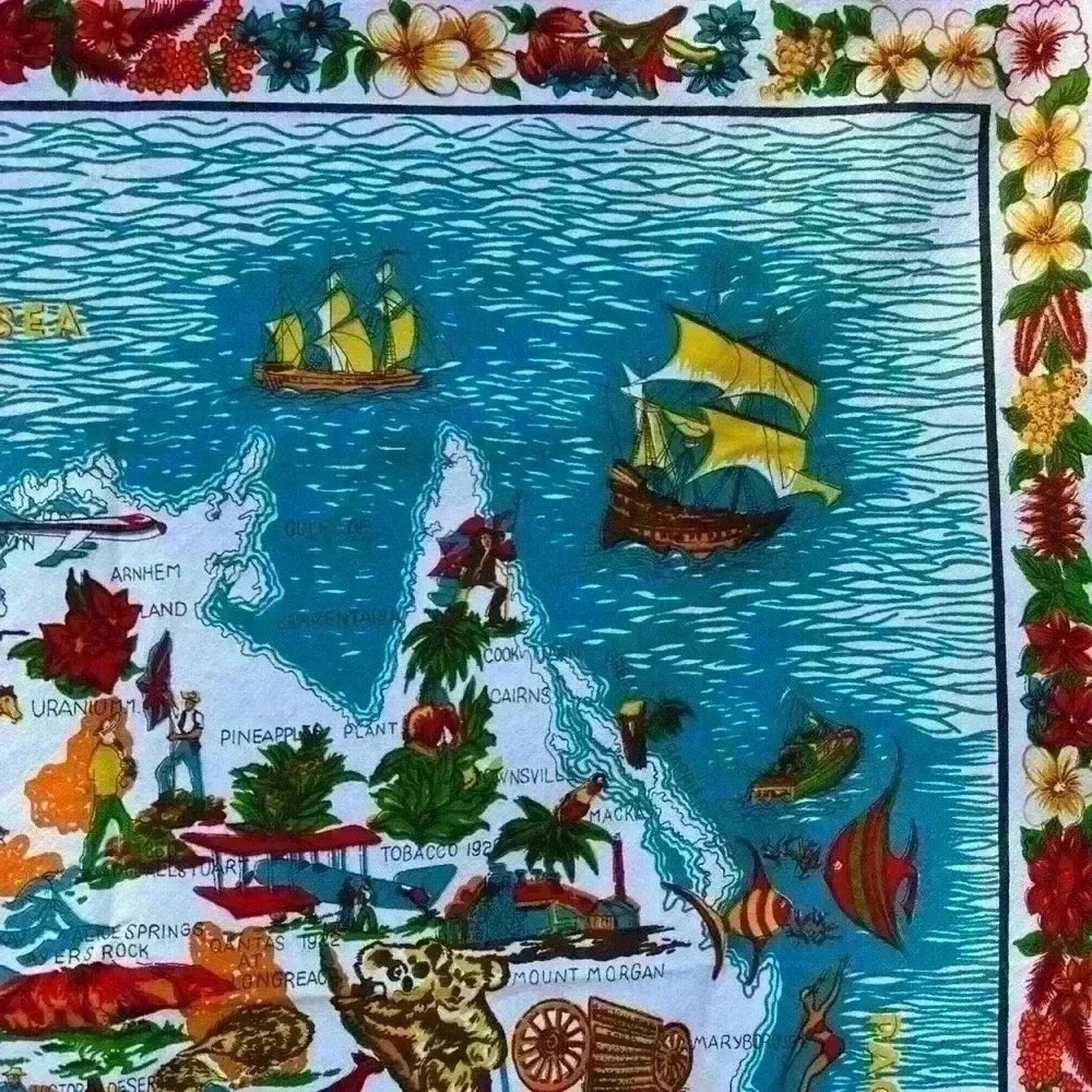 Vintage Australia Map Wall Hanging Tapestry Art - Picture 7 of 16